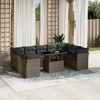 vidaXL 10 Piece Patio Sofa Set with Cushions Gray Poly Rattan - without storage - 2 of 4