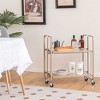 Tangkula 2-tier Foldable Kitchen Bar Cart Mobile Tempered Glass Serving Cart w/ Handle - image 3 of 4