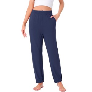 INSPIRE CHIC Womens Pajama Pants Elastic Waist Wide Leg Bunched Leg Lounge Pants Loungewear with Pocket - 1 of 4