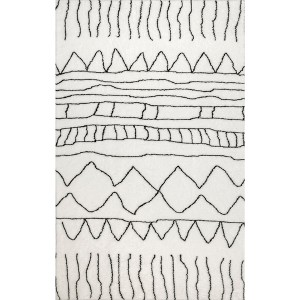 Nuloom Sandie Cozy Plush Bohemian Pet Friendly Premium Machine Washable Shag Area Rug, 5' x 8', Black - 1 of 4