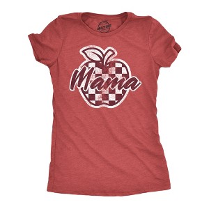 Womens Funny T Shirts Checker Apple Mama Sarcastic Mothers Day Graphic Novelty Tee For Ladies - Crazy Dog Women's T Shirt Gift for Mom Red XL - 1 of 4