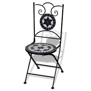 vidaXL Folding Bistro Chairs 2 Pcs Outdoor Garden Chair Furniture Ceramic - Black - 1 of 4