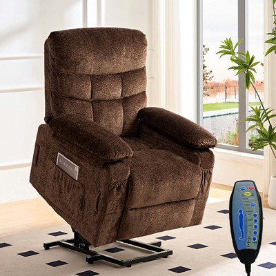 Mjkone Large Size Velvet Power Lift Recliners Chair With Lumbar Heating And 8-Point Vibration Massage,Armchair For Elderly