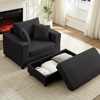 Mjkone Corduroy Comfy Chaise Lounge Deep Seat Sleeper Sofa Chair with Storage Ottoman,Upholstered Single/Loveseat Sofa - 2 of 4