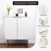 Storage Cabinet, Modern Accent Cabinet with 2 Embossed Lozenge Pattern Doors, Decorative Storage Sideboard for Living Room, Dining Room & Kitchen - 2 of 4