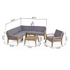 GDFStudio Parma Outdoor Acacia Wood 6 Seater Sectional Sofa and Club Chair Set with Cushions - 3 of 4