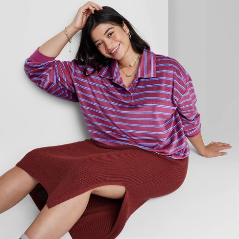 Burgundy striped shirt outlet womens