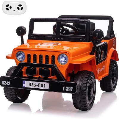 12V Kids Electric Ride On Car, All-Terrain Truck for Boys & Girls, Remote Control, Dual Motors, LED Lights, MP3 Player, Safety Belt