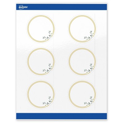 Avery 3" Diameter Labels, Gold Double Border with Florals, 60 ct