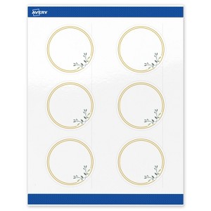 Avery 3" Diameter Labels, Gold Double Border with Florals, 60 ct - 1 of 4