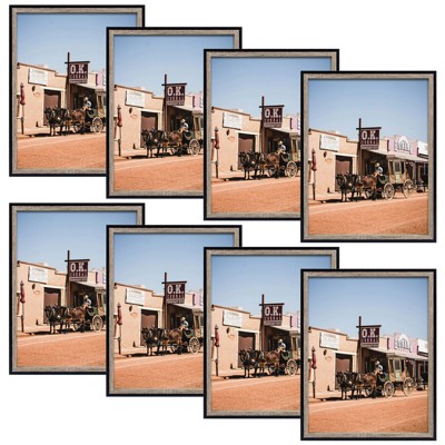 Golden State Art 11x14 MDF Picture Frame 0.91 Inch Thickness- Black/Gray, Pack of 8