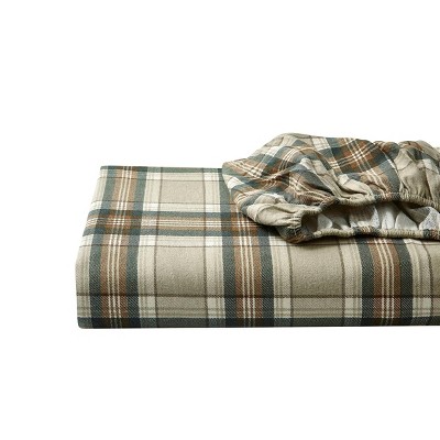 Edgewood Gray Plaid Cotton Flannel Queen Sheet Set