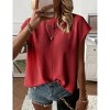 Womens Summer Cap Sleeve Tops Trendy Casual Crew Neck Knit Lightweight Sweater Pullover Top - 2 of 4