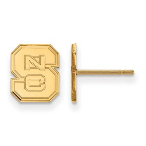 Black Bow Jewelry 14k Yellow Gold Plated Sterling Silver North Carolina State Wolfpack NCAA Post Earrings - 1 of 3