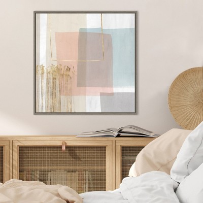 Blushed Abstract Pastel Canvas Wall Art with Sylvie Greywash Frame