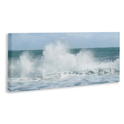 Ocean Waves Crashing Foam Splash Canvas Wall Art, 24" x 10"
