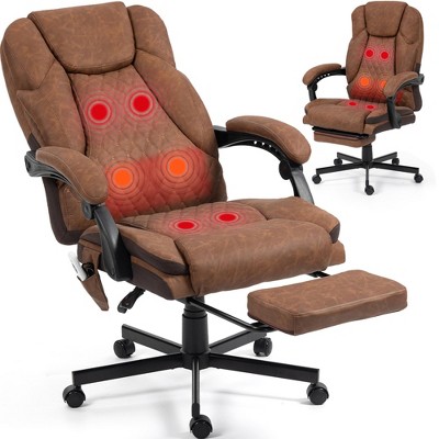 Bosmiller Massage Office Chair with Foot Rest, 6 Points Vibration Heating Executive Chairs  Ergonomic Home Office  Desk Chair