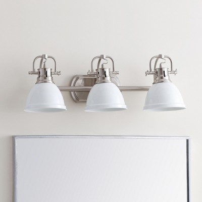 Roland 24.25" White and Nickel Three-Light Bathroom Sconce