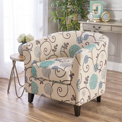 Barrel Shaped Accent Chair, Fabric Reading Living Room Side Chair, Single Sofa Seat, Home Decoration Upholstered Chair