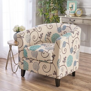 Barrel Shaped Accent Chair, Fabric Reading Living Room Side Chair, Single Sofa Seat, Home Decoration Upholstered Chair - 1 of 4
