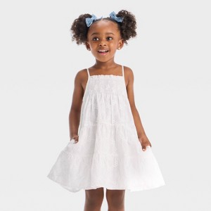Toddler Girls' Eyelet Embroidered Tank Dress - Cat & Jack™ White - 1 of 3