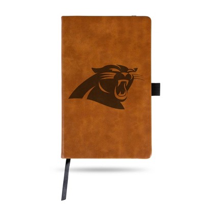 NFL Carolina Panthers Laser Engraved Brown Leather Padfolio