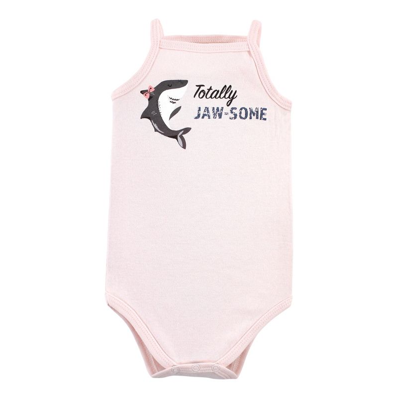 Hudson Baby Infant Girl Cotton Sleeveless Bodysuits, Girl Shark Types, 6 of 9