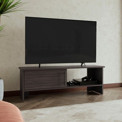 FONTOI Wide TV Stand for TV up to 54" with Storage Shelves&Cabinet, Entertainment Center for Living Room, Dark Walnut, 47.4"*16.6"*12.2"