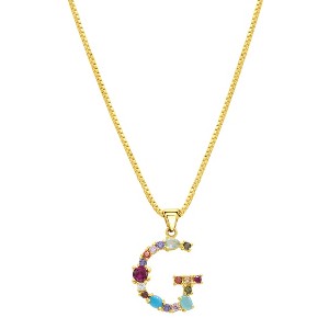 Adornia 14k Gold Plated Multi Color Stone Initial Necklace - 1 of 4