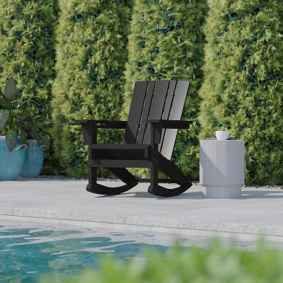 Black HDPE Adirondack Rocking Chair with Armrests