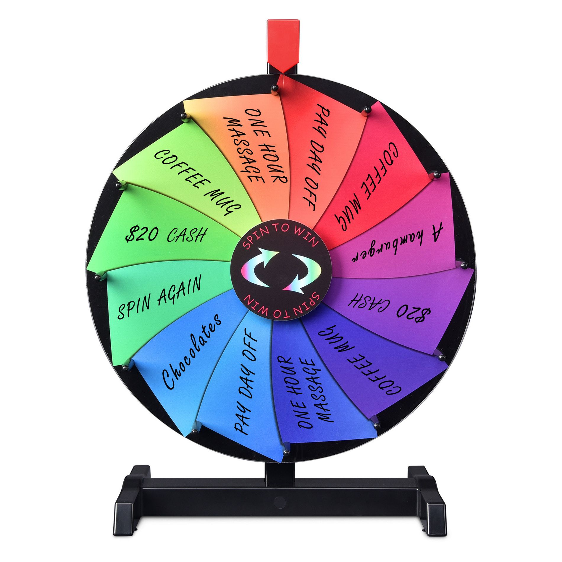 WinSpin 15" Tabletop Color Prize Wheel 12 Slots Spinning Wheel for Tradeshow Carnival Game