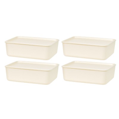 IRIS USA Plastic Modular Stackable Lidded Basket Storage Organizer Bins
