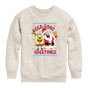 Boys' - SpongeBob SquarePants - Seasons Greetings Bikini Bottom Graphic Long Sleeve Fleece Sweatshirt - 1 of 4