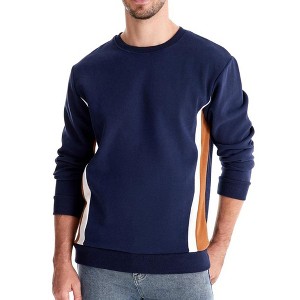 Men's Long-Sleeved Stitching Sweatshirt Round Neck Sports Pullover - 1 of 3