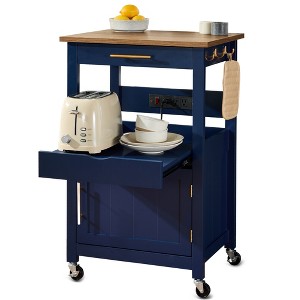 Best Choice Products Rolling Kitchen Island Cart, Single Door Cabinet w/ Drawer, Sliding Tray, Outlet - 1 of 4