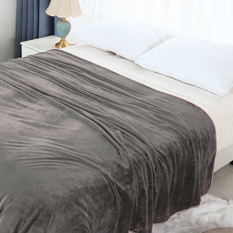 PiccoCasa Solid Print Microfiber Lightweight Plush Soft Bed Blanket 1 Pc, 2 of 8
