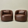 KINWELL 34" Wide Swivel Faux Leather Armchair Upholstered PU Leather Accent Chairs, Set of 2 - 3 of 4