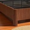 Mshliw Queen Size Wooden Bed Frame with Corrugated Curved Lines, Rustic Farmhouse Design, Heavy Duty Metal Support, No Box Spring Needed - 2 of 4