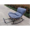 COZONY Outdoor Indoor Papasan Rocking Chair - Oversized Comfy Egg Rattan Chair with Strip Velvet Cushion for Porch Lawn Bedroom Living Room - 2 of 2