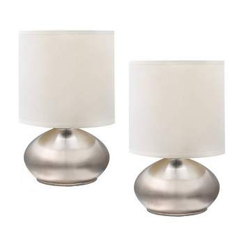 9.25" 2pk Small Matching Touch Table Lamp Set Silver - Cresswell Lighting