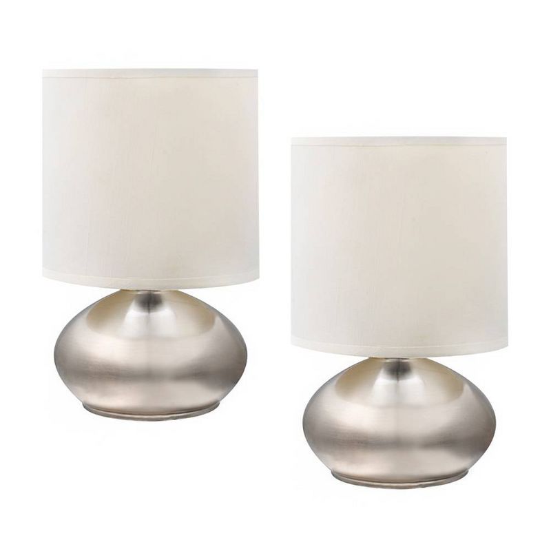 9.25&#34; 2pk Small Matching Touch Table Lamp Set Silver - Cresswell Lighting, 1 of 7