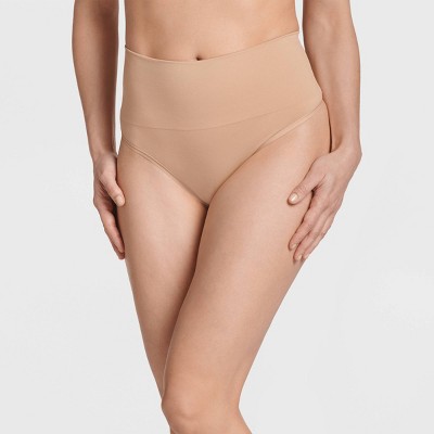 Maidenform Self Expressions Women's Tame Your Tummy Thong Se0049 - Beige Xl  : Target
