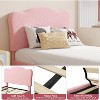 Twin Size Bed Frame with Adjustable Headboard, Boucle Upholstered Platform Bed for Kids, Strong Wood Slats, No Box Spring Needed - 3 of 4