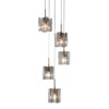 LNC Echonalyri 5-Lights  Modern Candestick Chandelier,Matte Black and Polished Gold with Smoked Grey Textured glass,15in/26in - 3 of 4