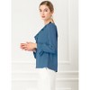 INSPIRE CHIC Women's Office Work Ruffle V Neck Long Sleeve Chiffon Peasant Blouse - 4 of 4