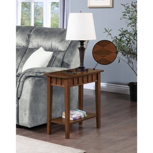 HomeStock Belmont End Table with Shelf Diamond Shaped Top Modern Two-Tier Storage Accent Table Rubberwood Tapered Legs for Home Office - 1 of 4