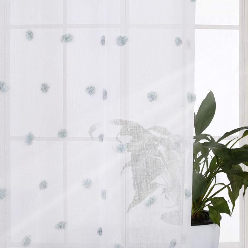 Pom Pom Voile Sheer Grommet Window Curtain Panels, 5 of 6