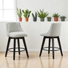 25" Swivel Dining Chairs Set of 2, Counter Height Linen Upholstered Barstools with Button Tufted Back, Solid Wood Frame for Kitchen, Breakfast Bar - 3 of 4