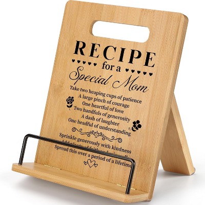 The Ultimate Gift for Cooks: Bamboo Cookbook Stand with Measurement Chart | Adjustable, Sturdy Kitchen Organizer