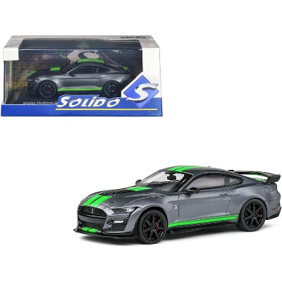 Shelby Mustang GT500 Fast Track Gray Metallic with Neon Green Stripes 1/43 Diecast Model Car by Solido